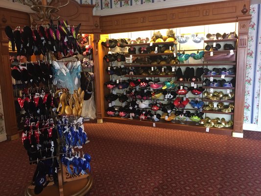 Image shows selection of mickey ears and hats for sale at disney world